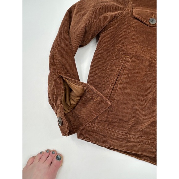 Mutual Weave Sherpa Lined Corduroy Trucker Jacket Brown Western Workwear S - Picture 11 of 15